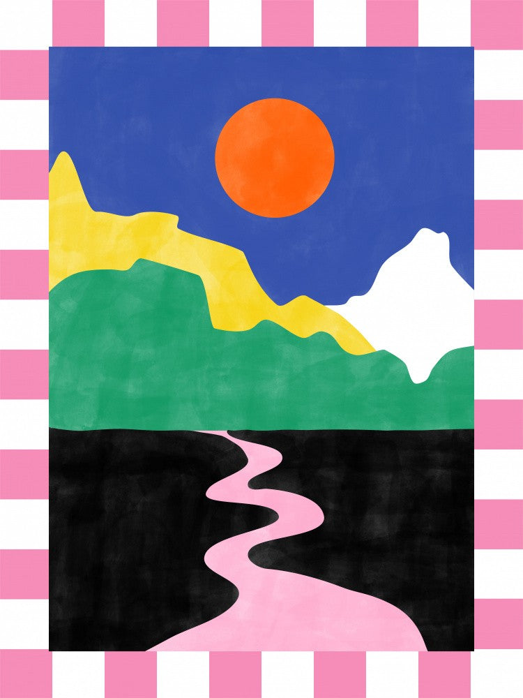 Minimalist Landscape with Vibrant Colors