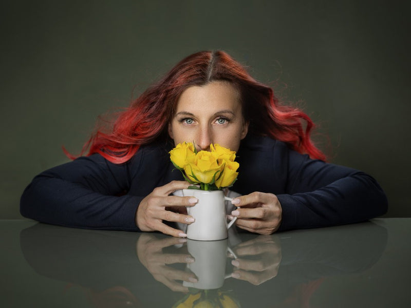 hidden behind roses