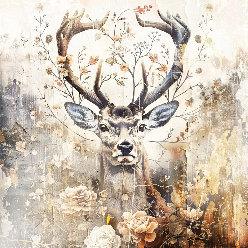 Floral Animals Vintage Art Illustration 01