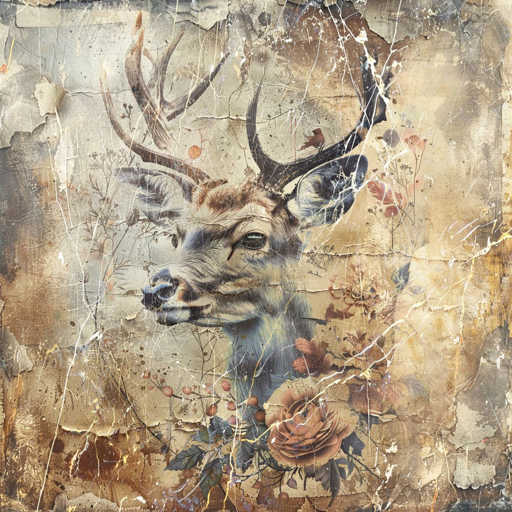 Floral Animals Vintage Art Illustration 02