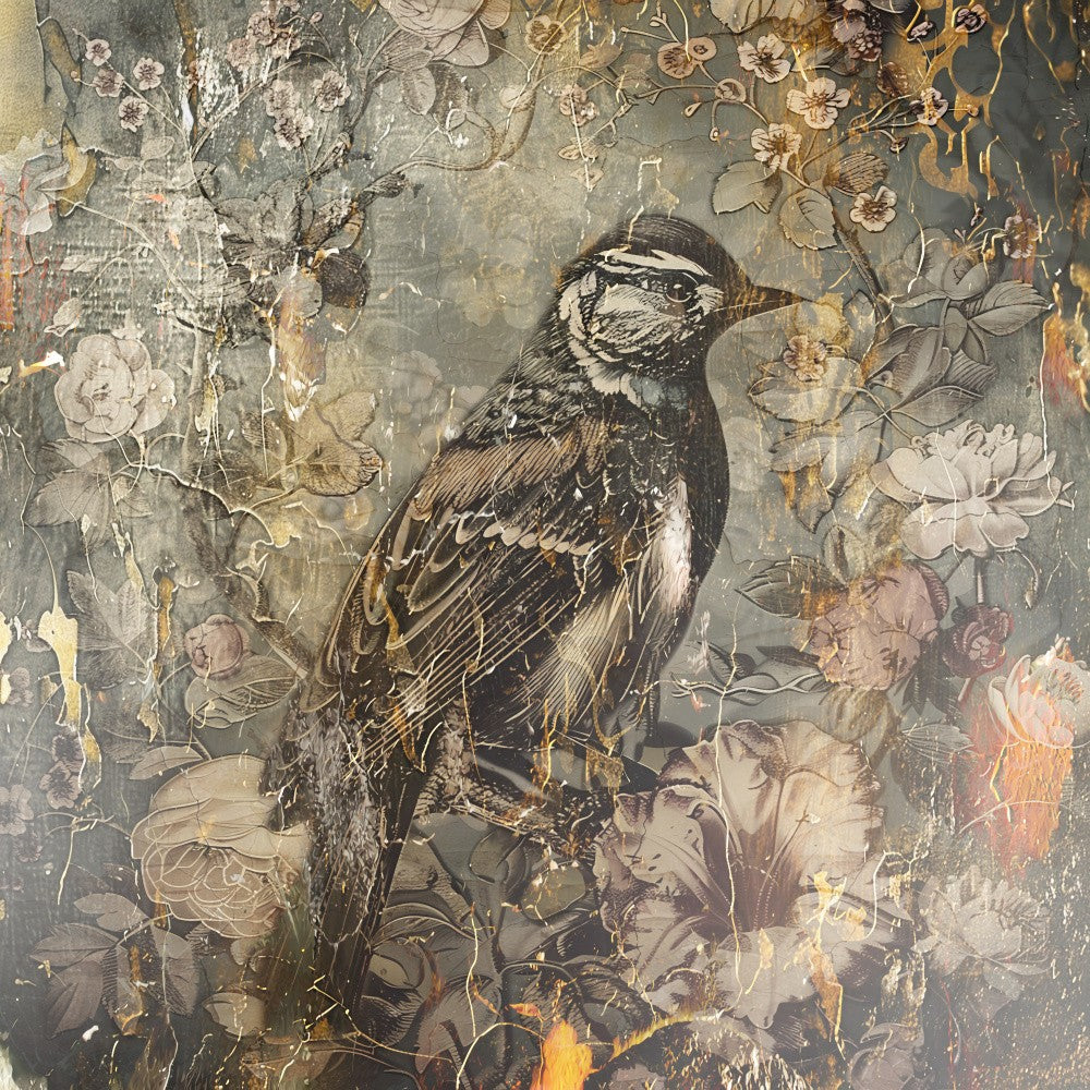 Floral Animals Vintage Art Illustration 04