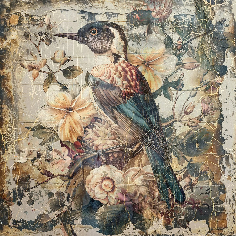 Floral Animals Vintage Art Illustration 03