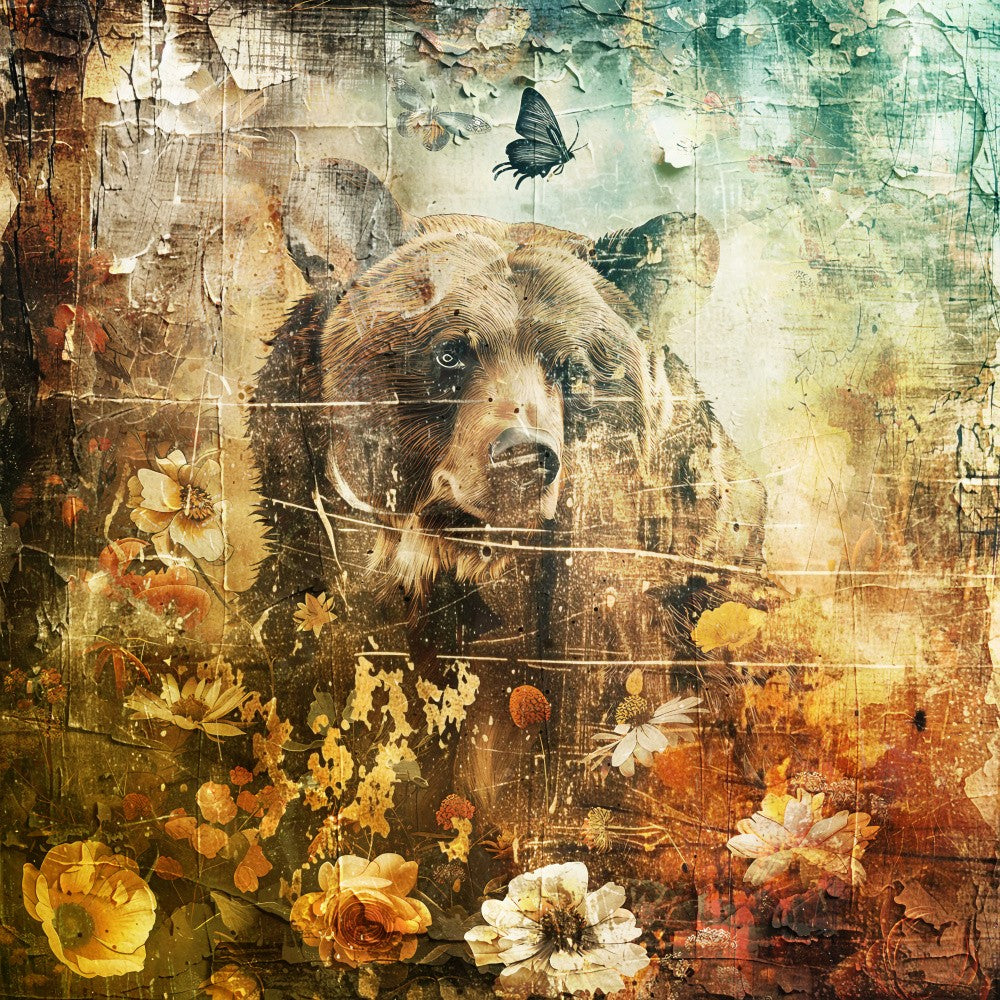 Floral Animals Vintage Art Illustration 06