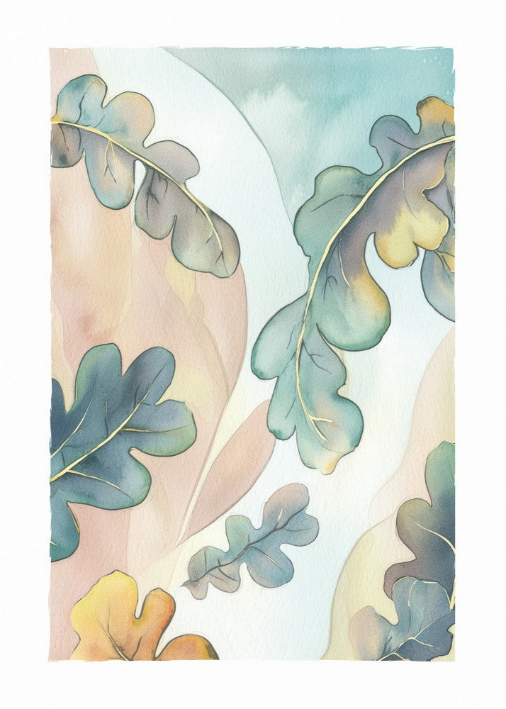 Feuilles de chêne à l'aquarelle
