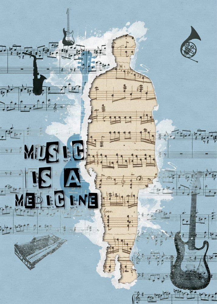Music Is a Medicine Collage Art