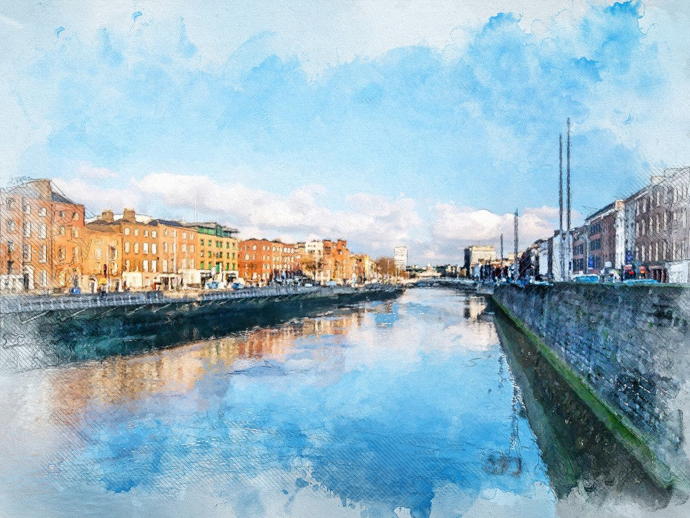 Dublin City Watercolor Art Ireland (13)