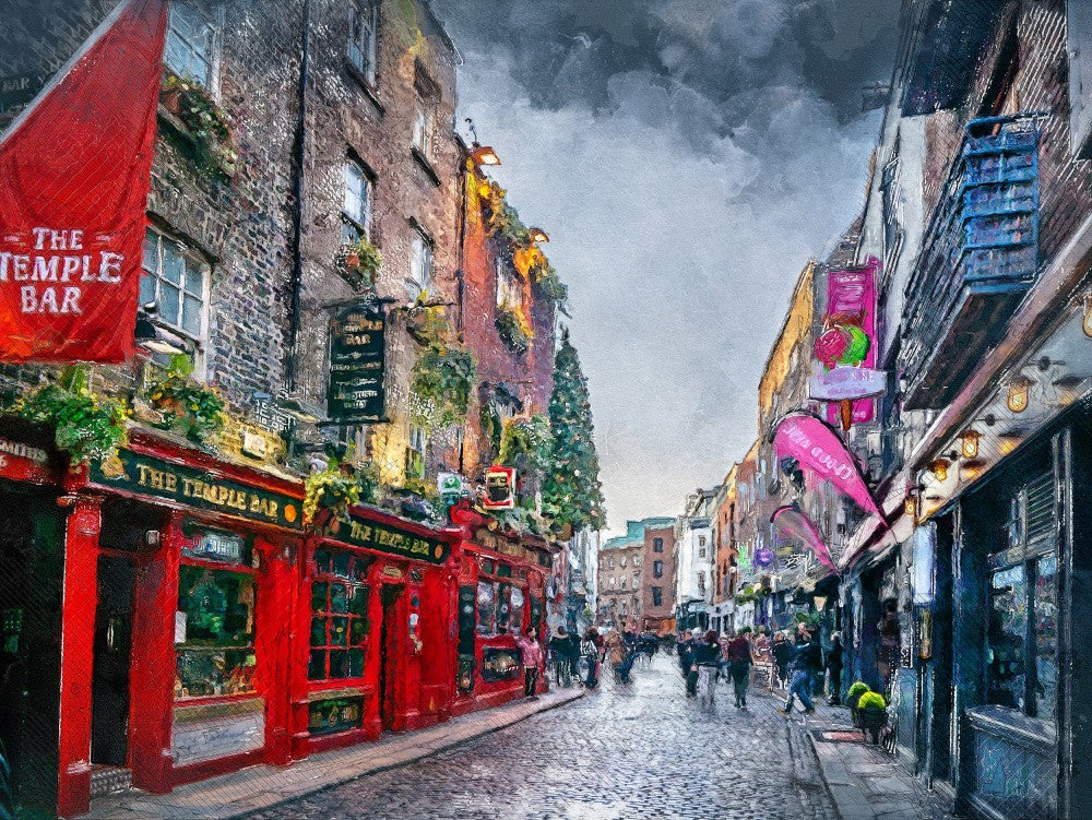 Dublin Stadt Aquarellkunst Irland (22)