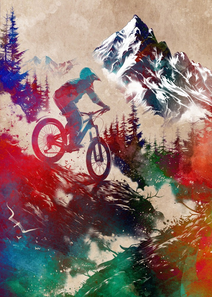 Mountain biker sport art