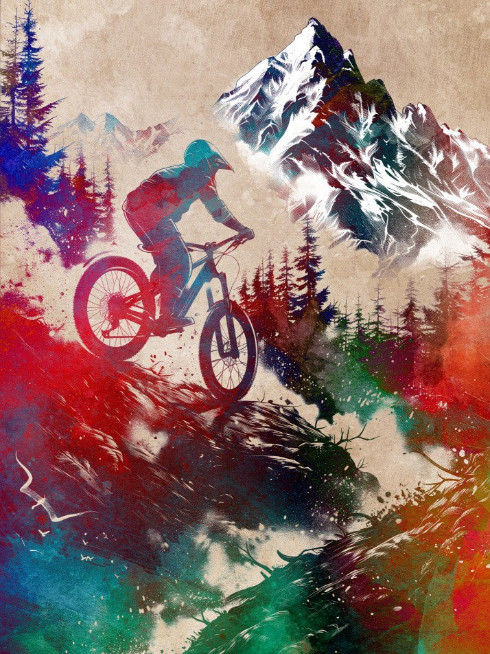 Mountain biker sport art
