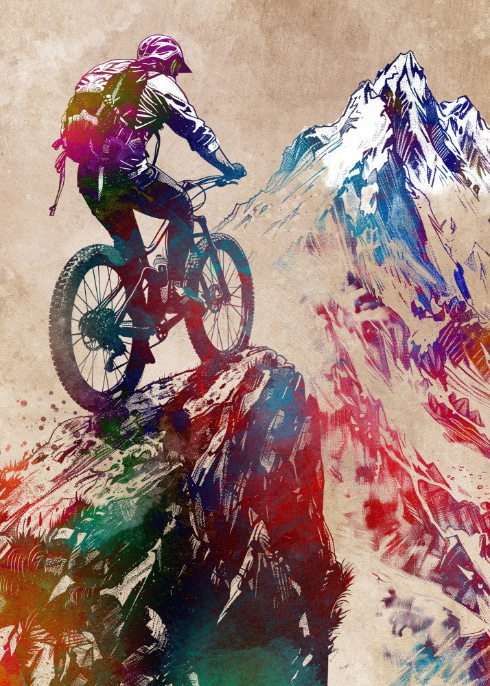 Mountain biker sport art