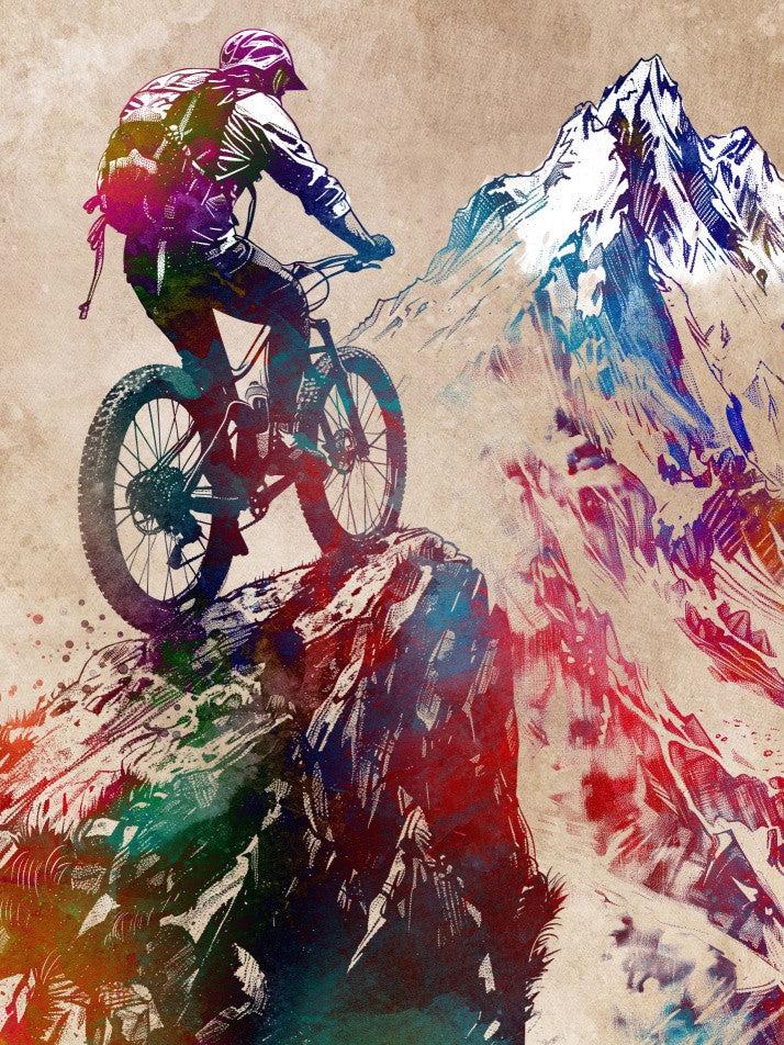 Mountain biker sport art