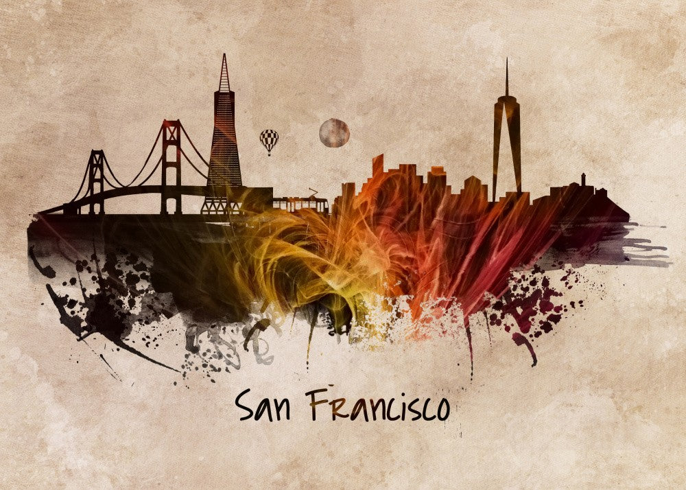 San Francisco Usa Skyline City Art (1)