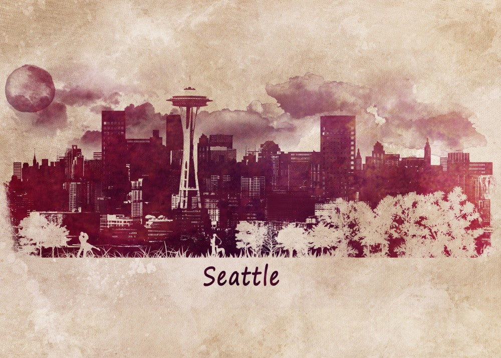 Seattle Usa Skyline City Art (1)