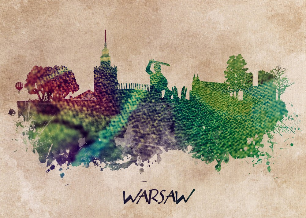 Warsaw Poland Skyline City Art (1)