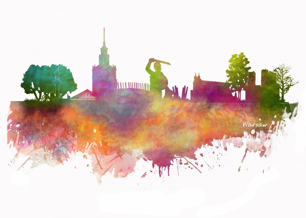 Warsaw Poland Skyline City Art (2)