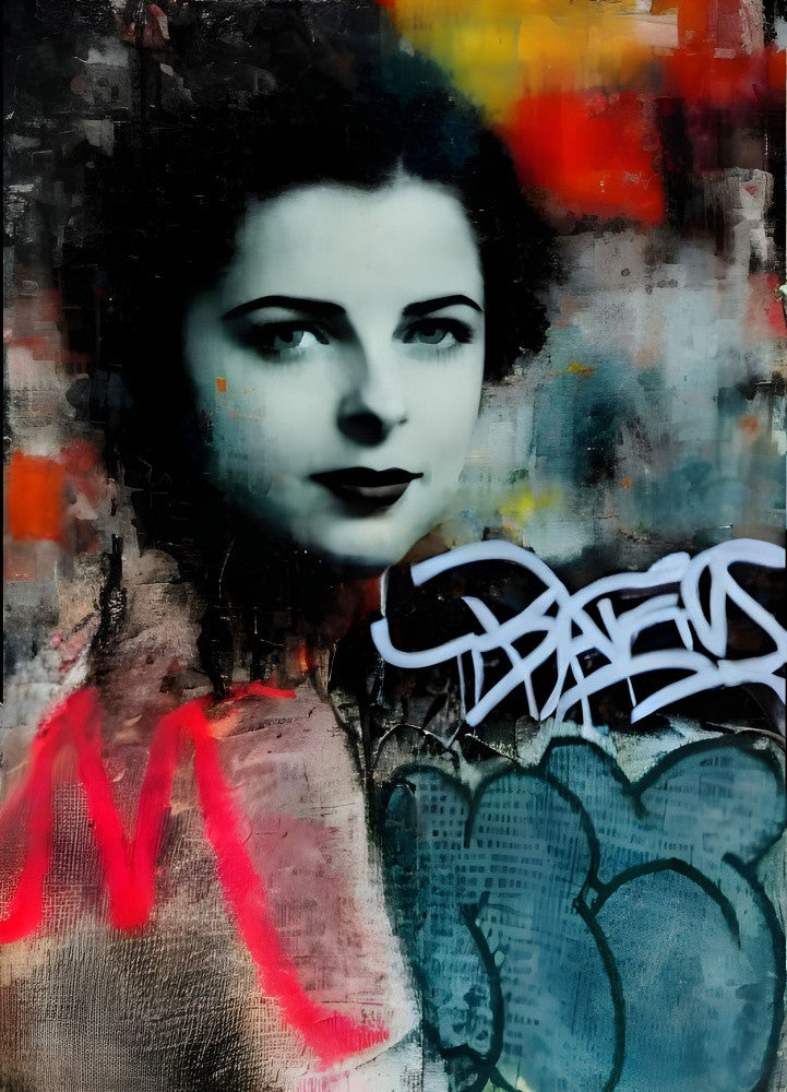 Portrait graffiti abstrait - esthétique techniques mixtes