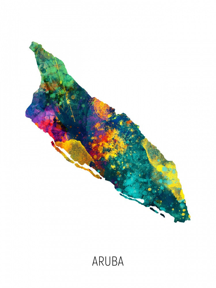 Aruba Watercolor Map