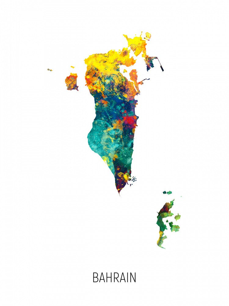 Bahrain Watercolor Map