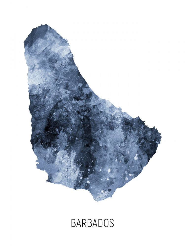 Barbados Watercolor Map