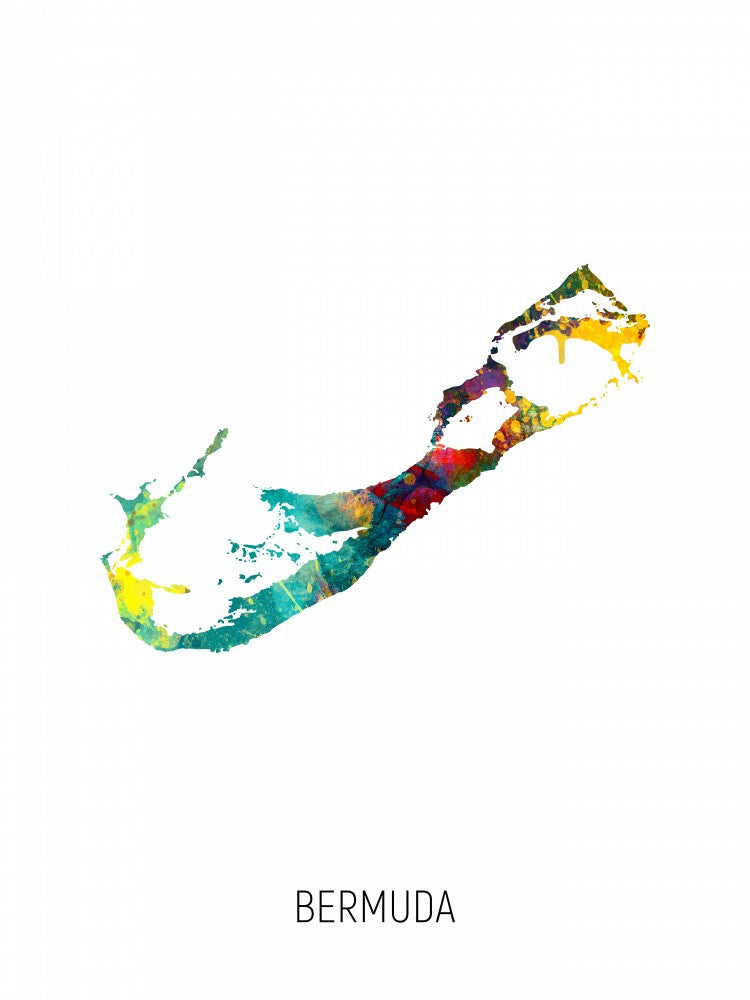 Bermuda Watercolor Map