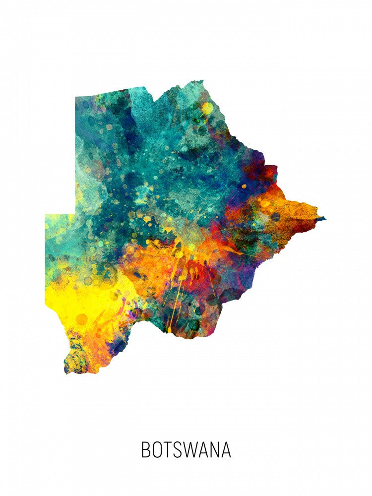 Botswana Watercolor Map