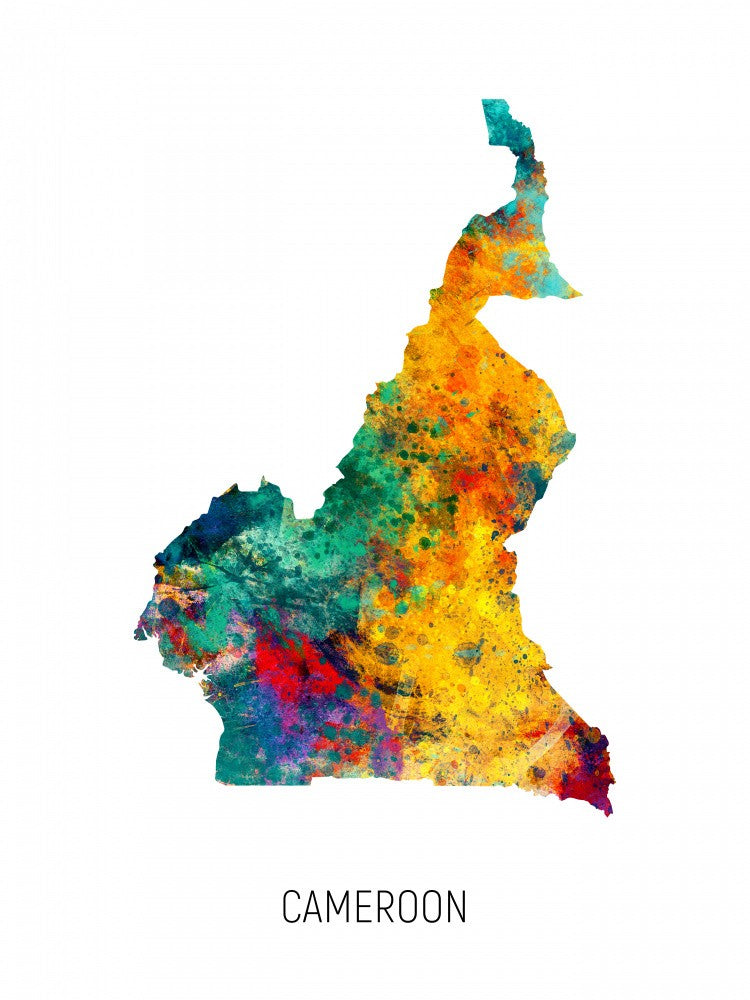 Cameroon Watercolor Map