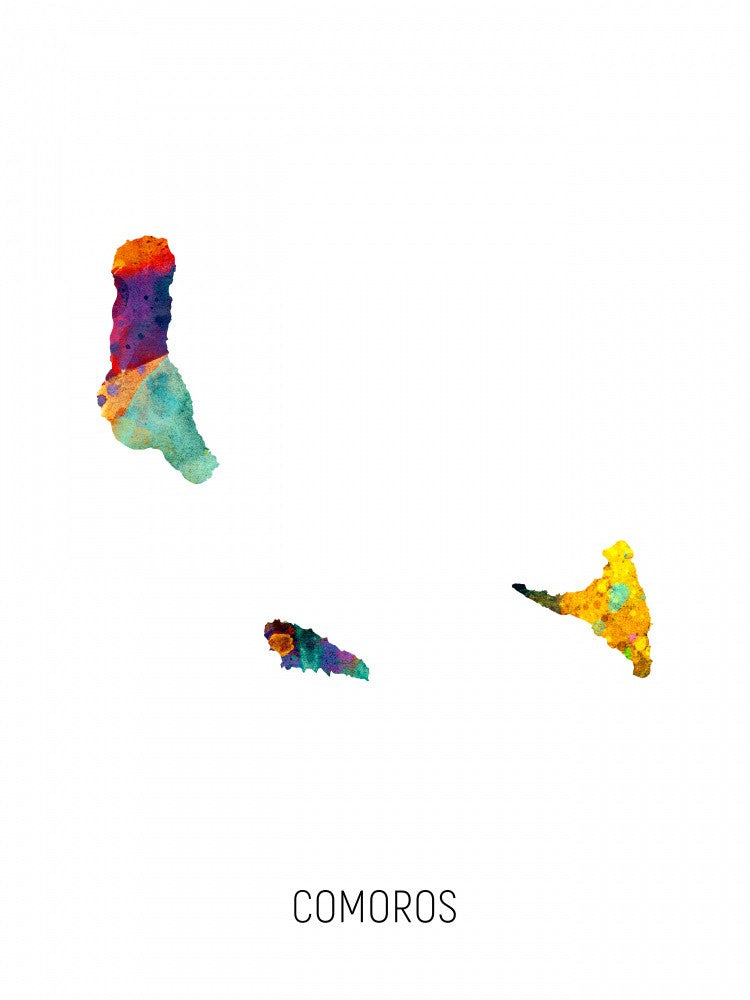 Comoros Watercolor Map