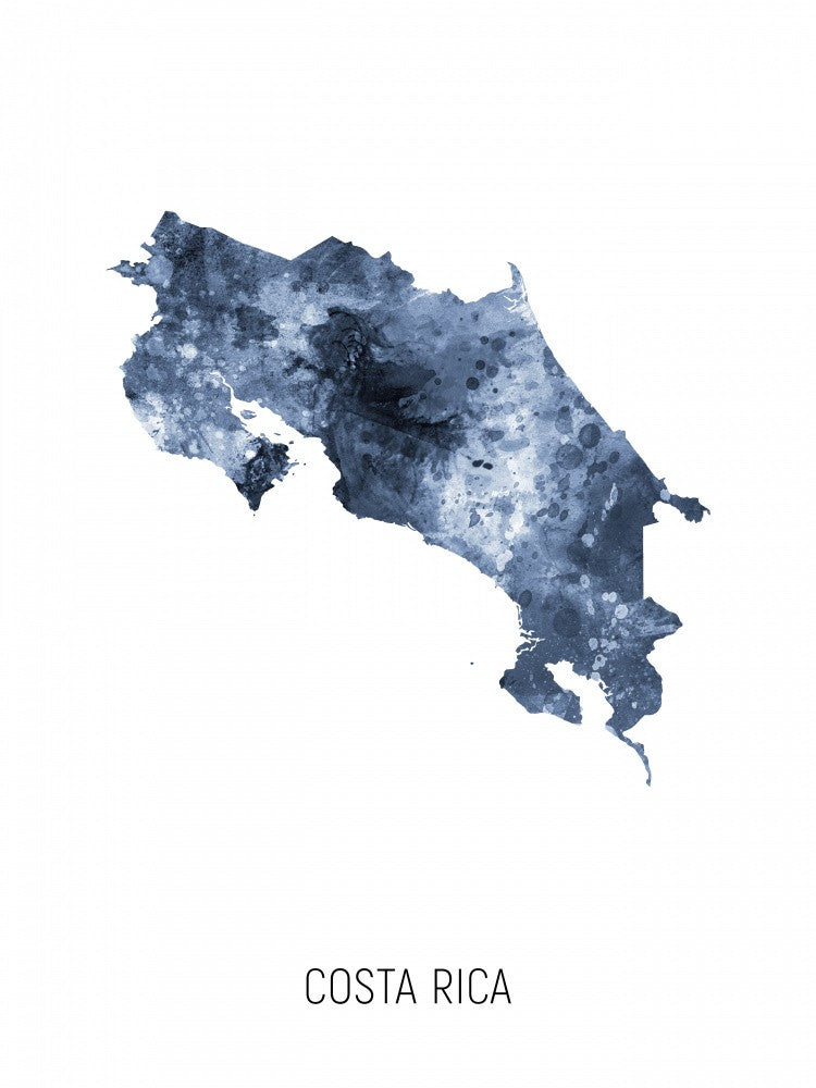 Costa Rica Watercolor Map