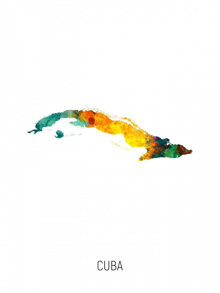Cuba Watercolor Map