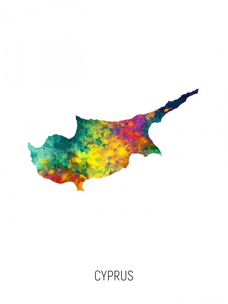 Cyprus Watercolor Map