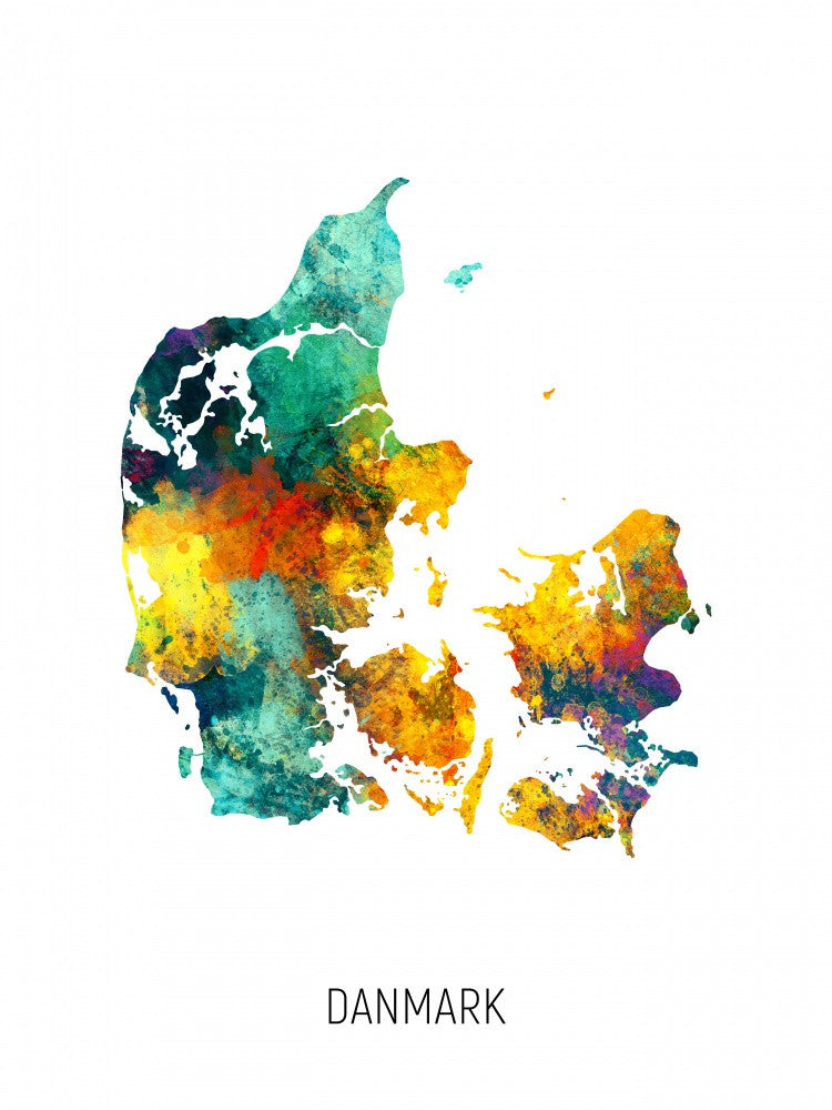 Danmark Watercolor Map