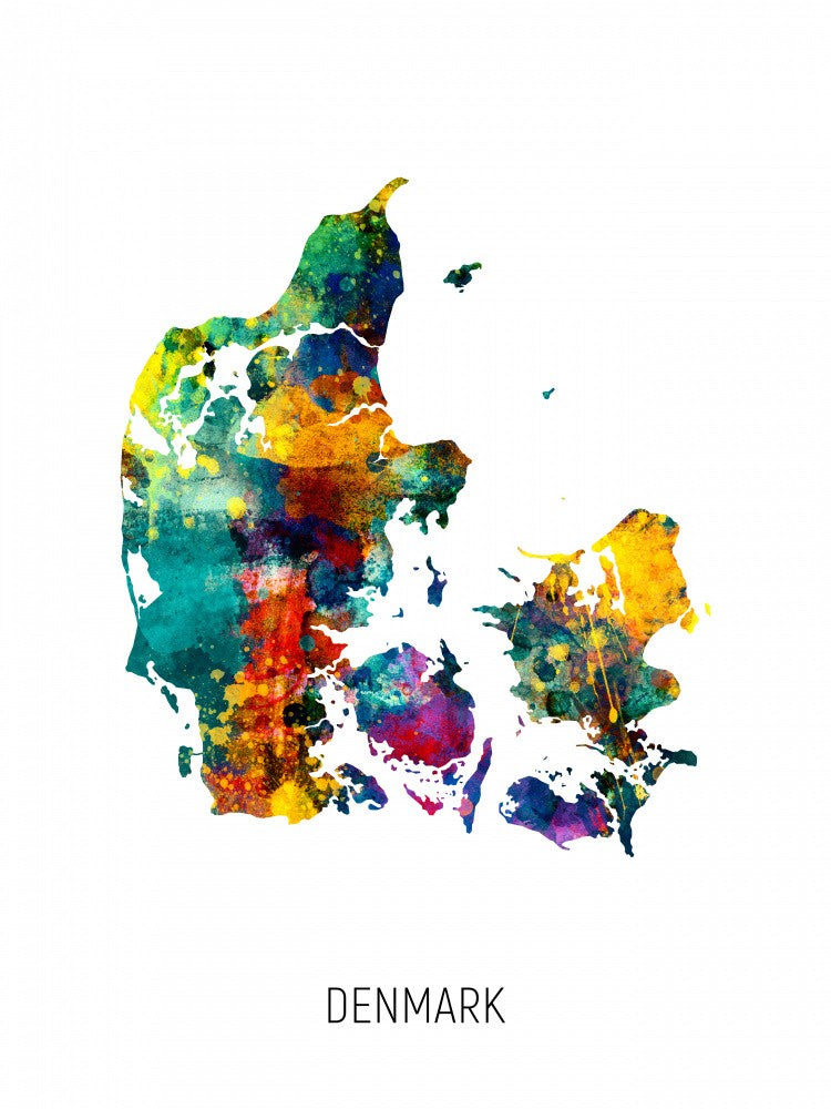 Denmark Watercolor Map