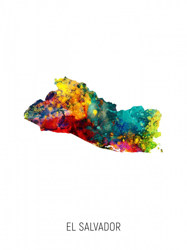 El Salvador Watercolor Map