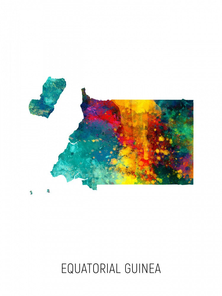 Equatorial Guinea Watercolor Map