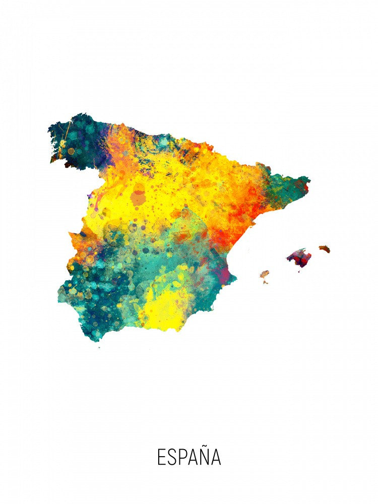 España Watercolor Map
