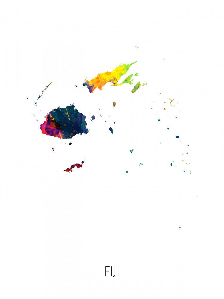 Fiji Watercolor Map