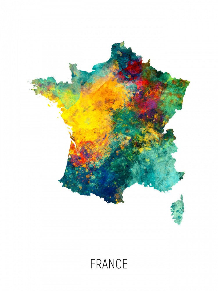 France Watercolor Map