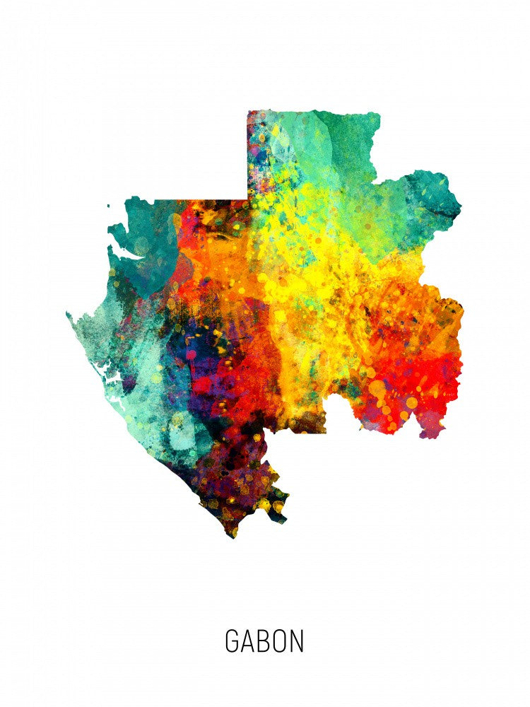 Gabon Watercolor Map