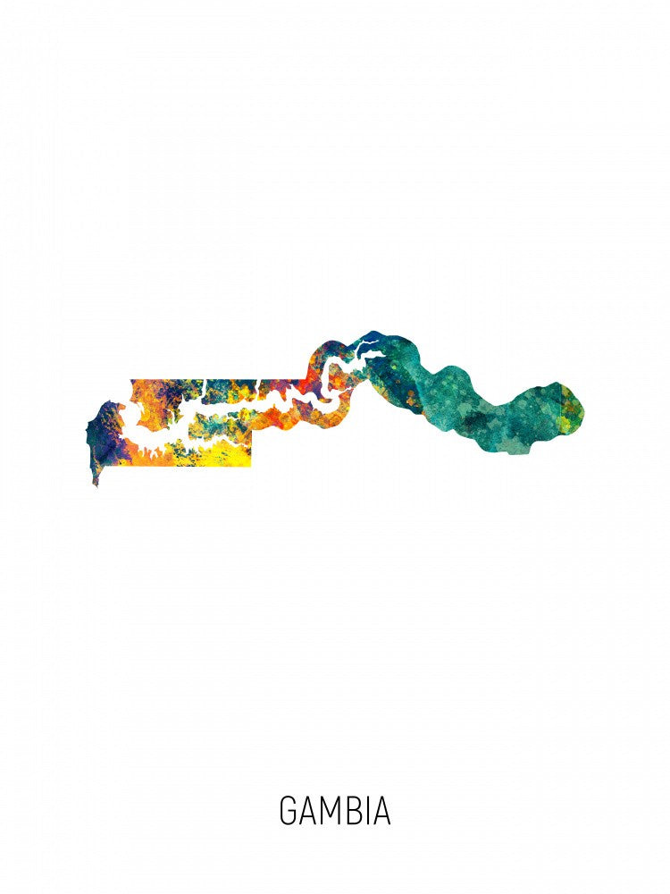 Gambia Watercolor Map
