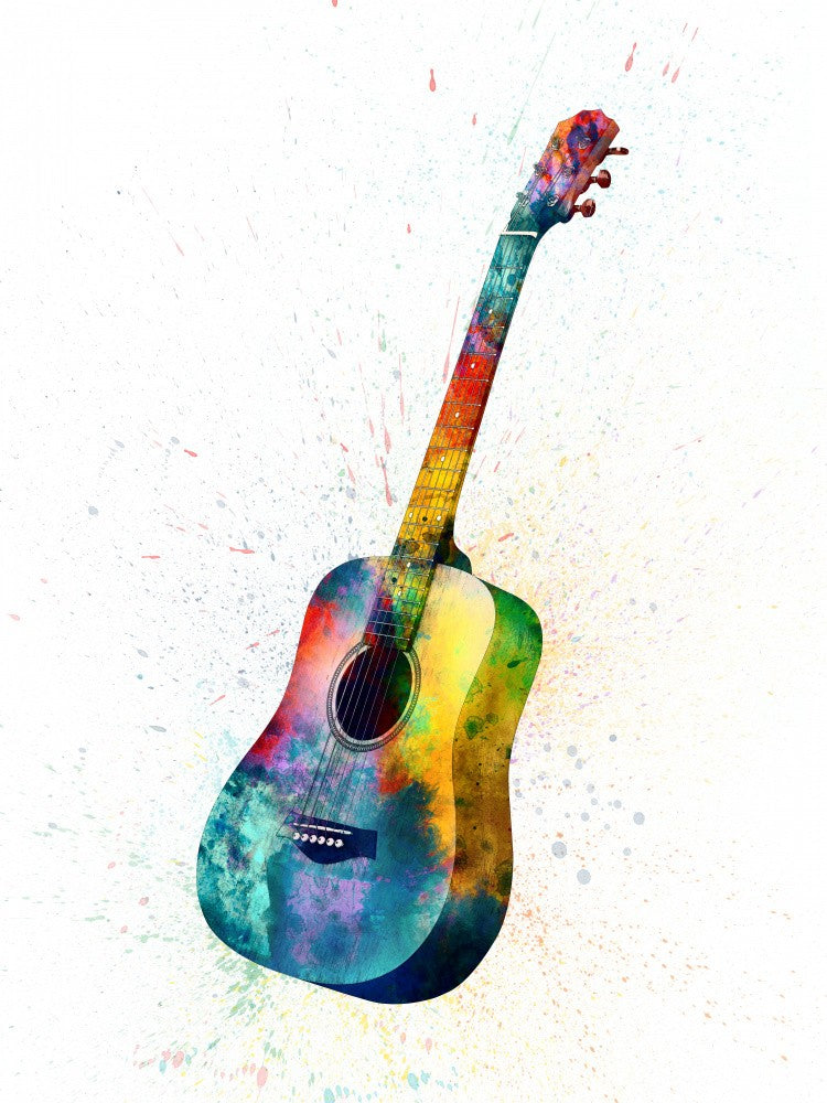 Acoustic Guitar Abstract Watercolor