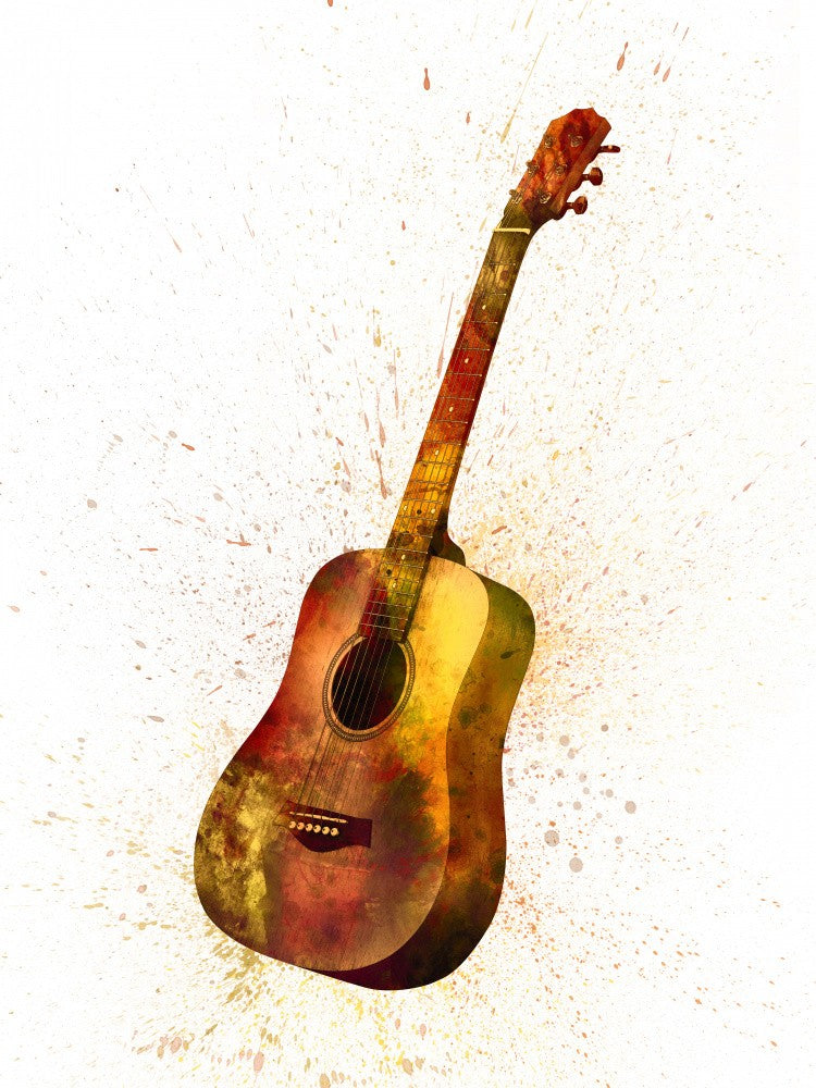 Acoustic Guitar Abstract Watercolor