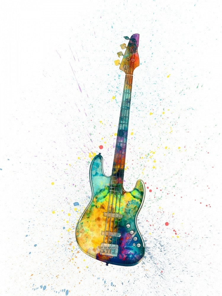 Electric Bass Guitar Abstract Watercolor