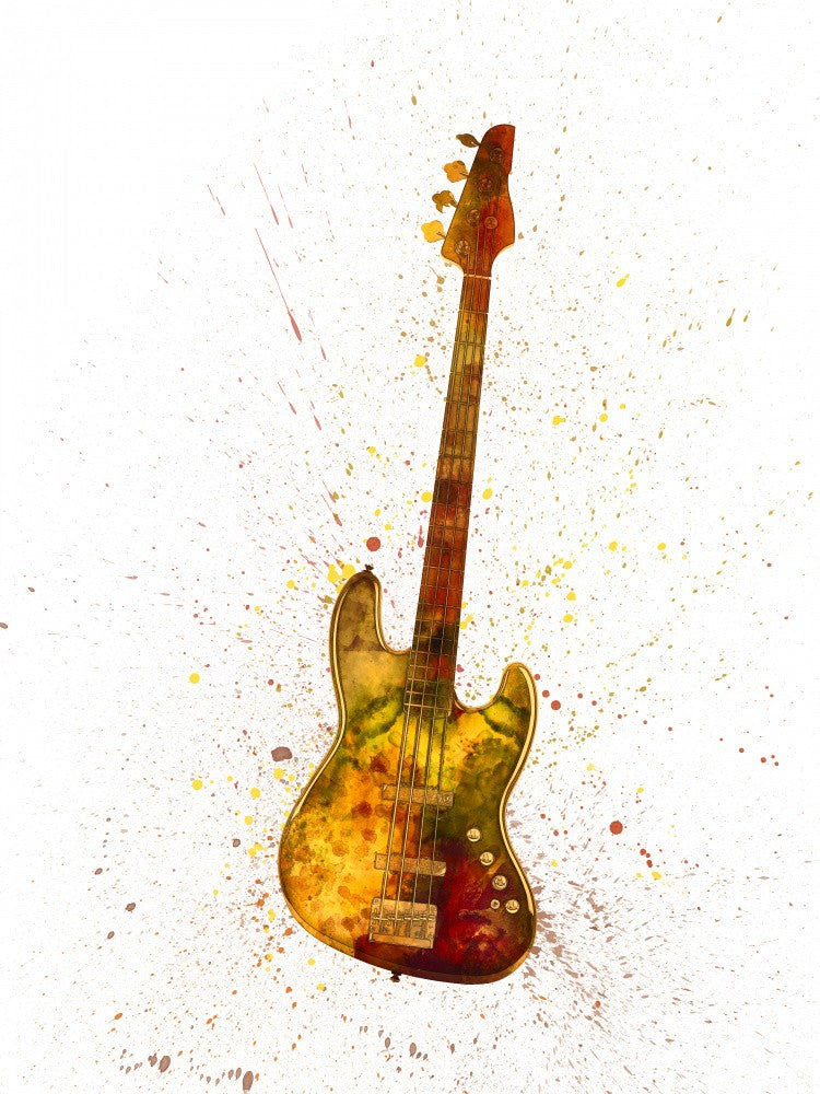 Guitare basse électrique Aquarelle abstraite