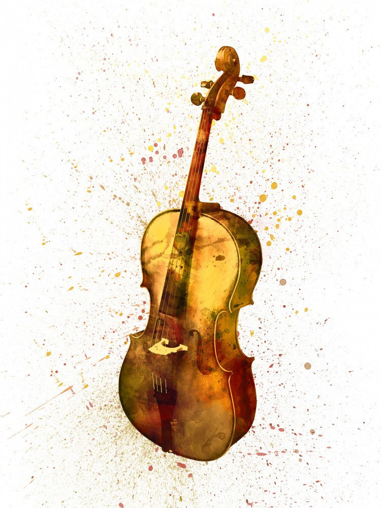 Ein abstrakter Aquarelldruck eines Cellos