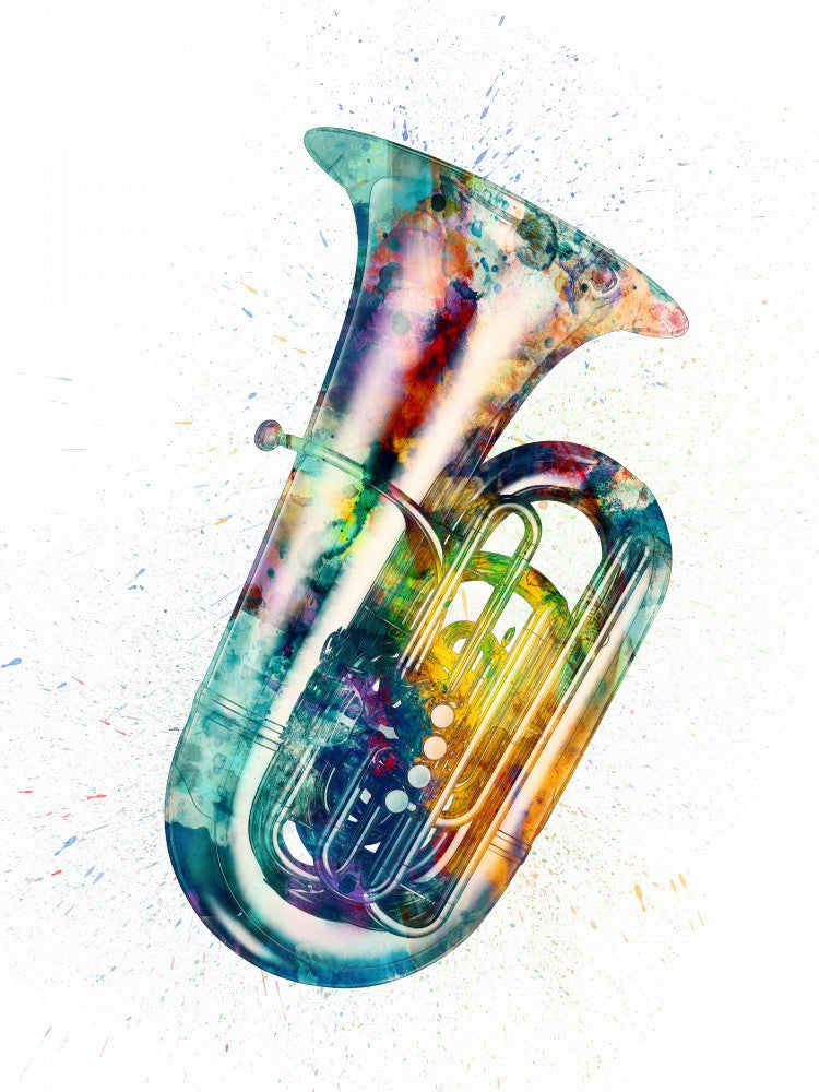 Tuba Abstract Watercolor