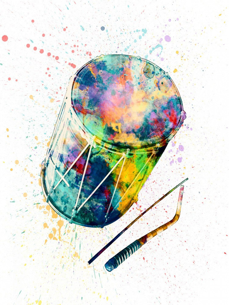 Dhol Drum Abstract Watercolor