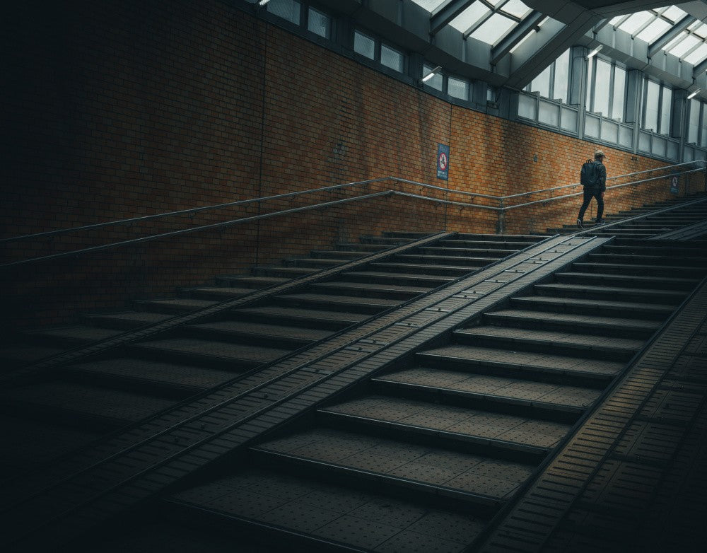 Go up the stairs