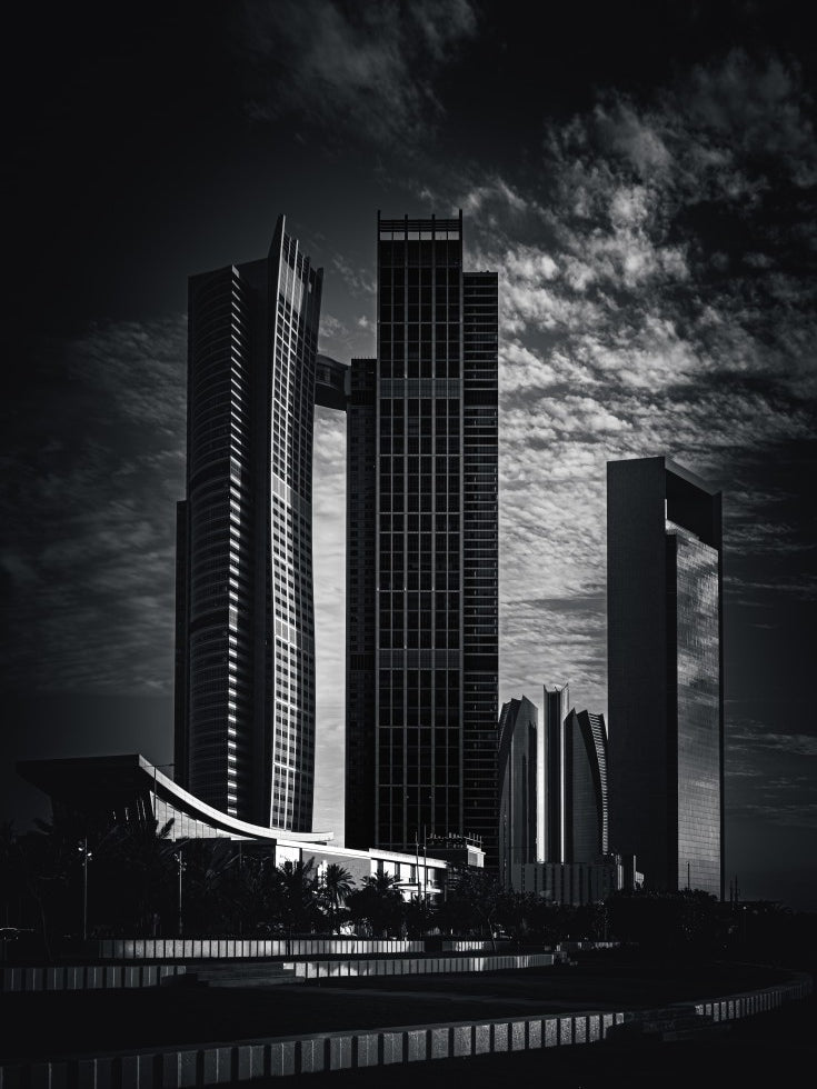 Towers and Buildings at Sunset