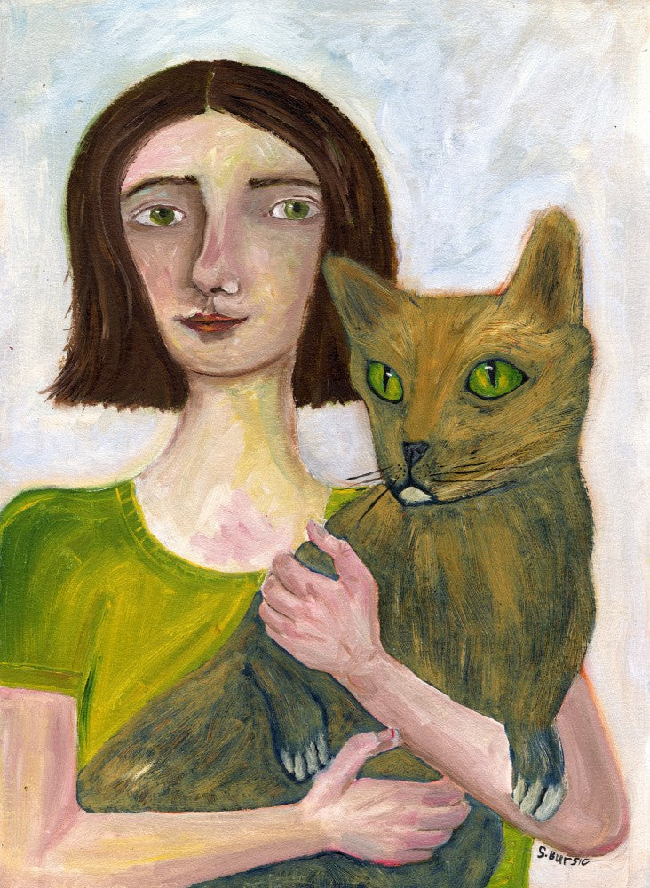 Cat Lady with Greenish Cat