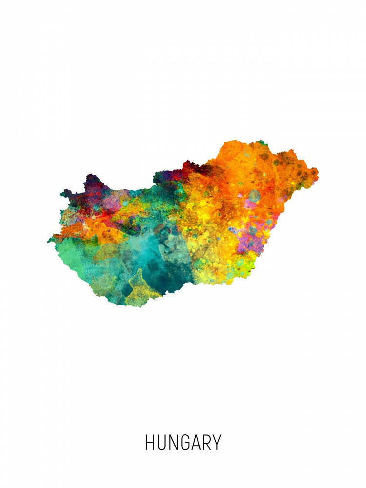 Hungary Watercolor Map
